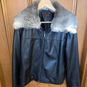 Leather bomber jacket